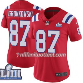 Nainen New England Patriots NFL Pelipaita Rob Gronkowski 87 Nike Punainen 2019 Super Bowl LIII 